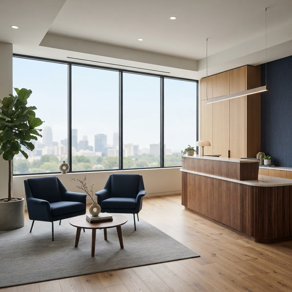 Interior of a calm professional financial advisory office